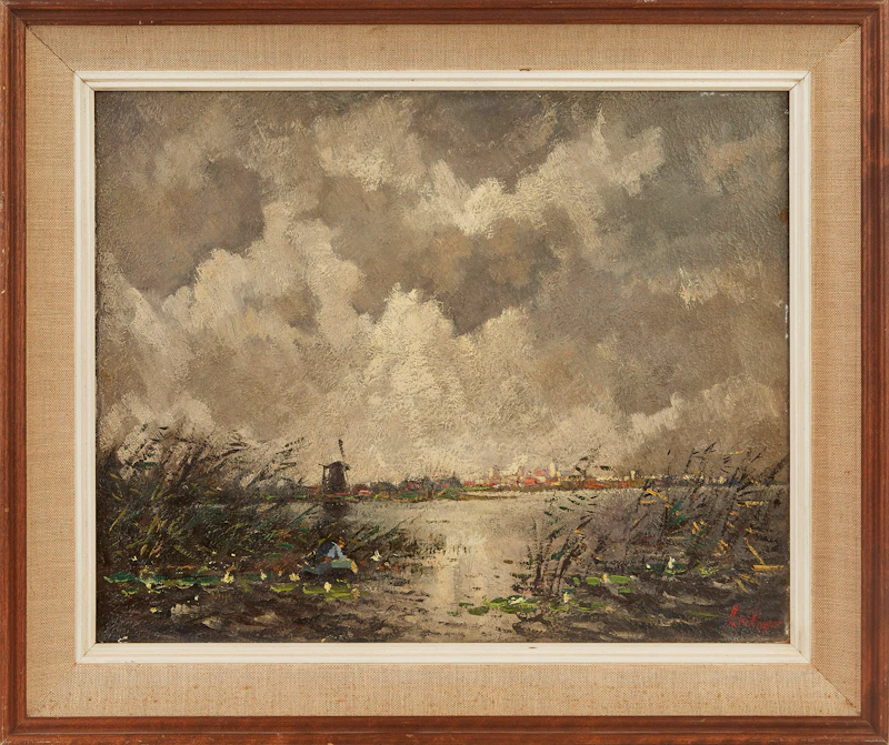 Adrian Nicholaas Visser, Dutch Landscape, oil on canvas - view 2