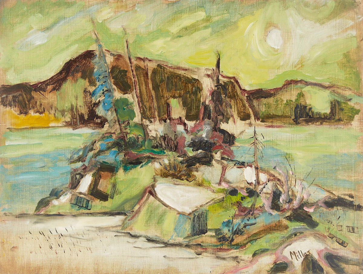 Alexander Samuel Millar, Mountain Landscape; Sunflowers, pair of oils on board