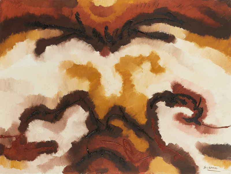 Julius Gyula Marosan, Abstracted Forms; Abstract in Earth Tones, pair of oils on canvas - view 2