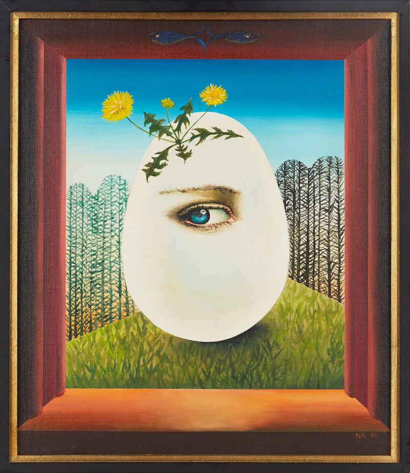 Gaston Petit, L’oeil chauve, oil on canvas, 1985 - view 2