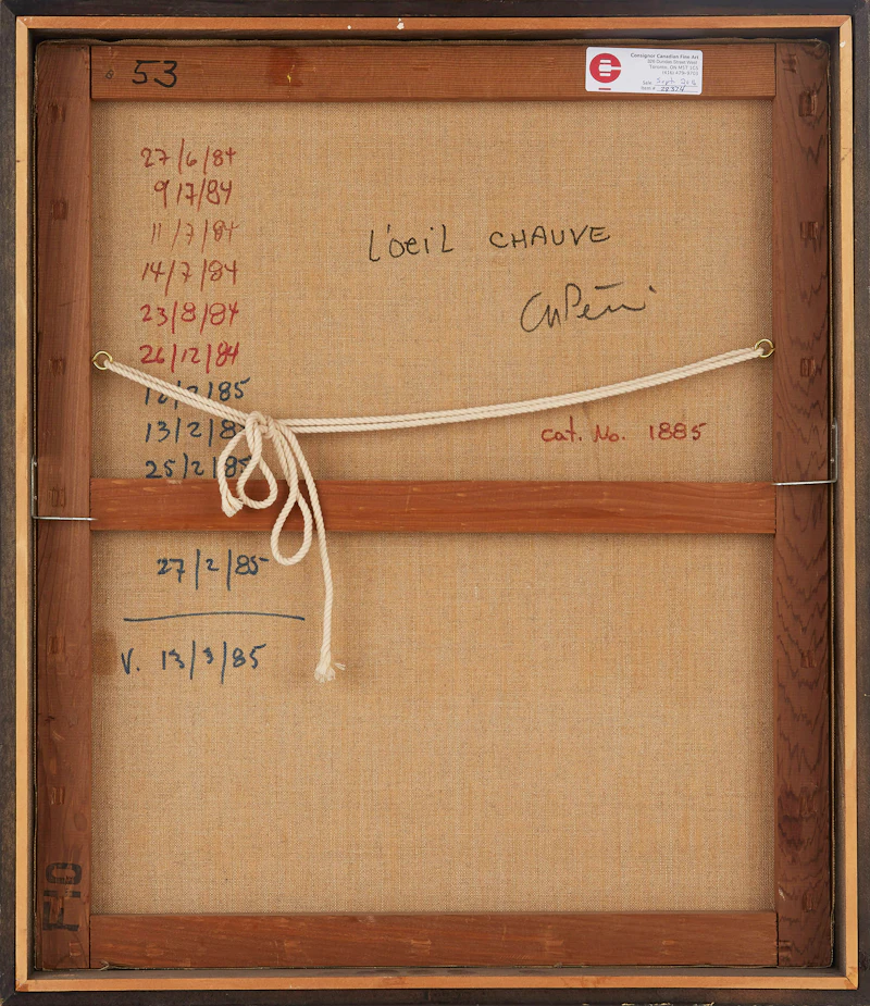 Gaston Petit, L’oeil chauve, oil on canvas, 1985 - view 3