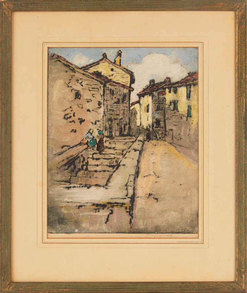 Manly Edward MacDonald, Street Scene, colour etching - view 2