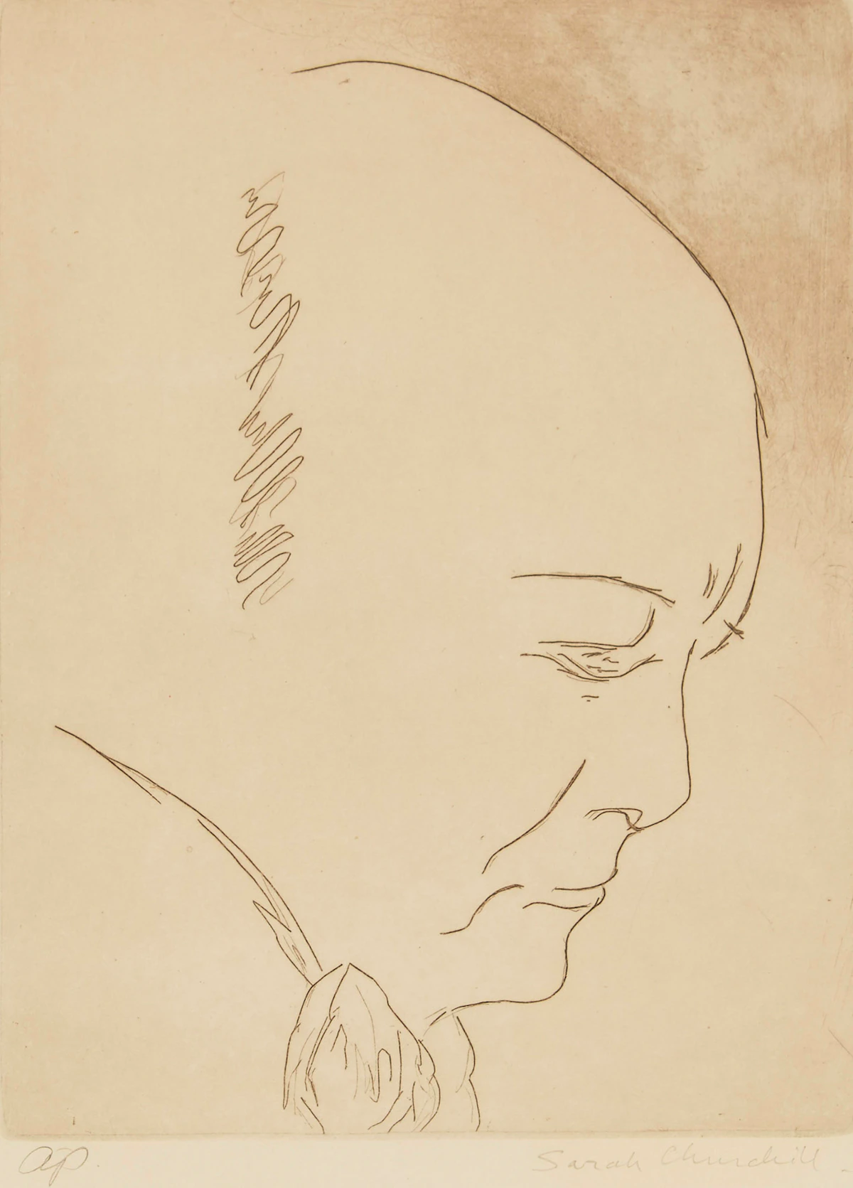 Sarah Churchill, Winston Churchill, lithograph