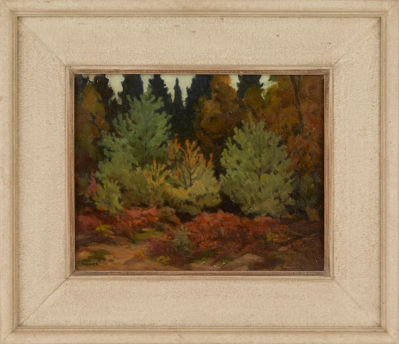 Herbert Sidney Palmer, Sketch for Young Conifers, oil on canvas - view 2