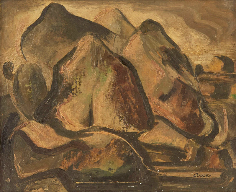 Stanley Cooper, Rocks & Pool - Indian Harbour, Nova Scotia, oil on board, 1949 - view 1