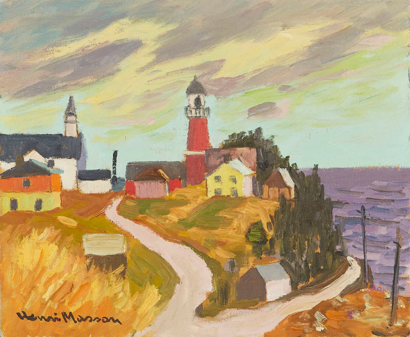 Le Phare Rouge, Riviere à la Martre, Gaspesie by Henri Leopold Masson