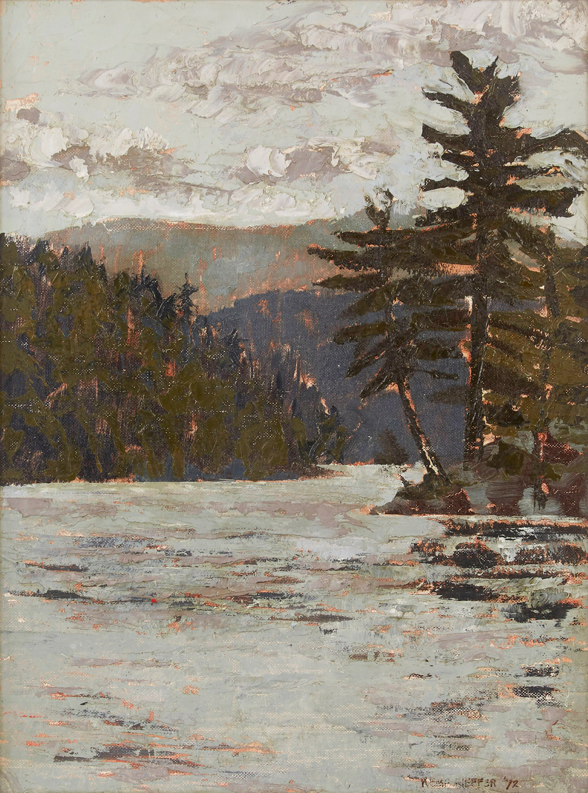 Thomas Kemp Kieffer, River Landscape, oil on canvas board, 1972