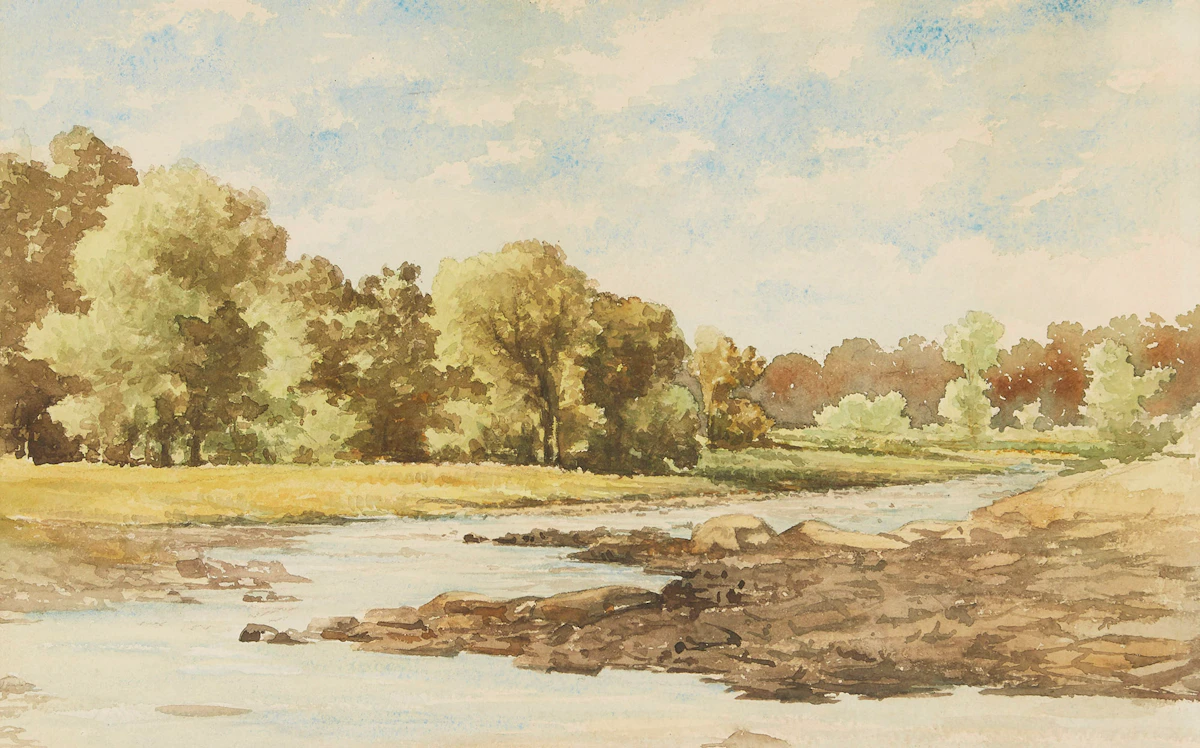 Lucius Richard O'Brien, Stream Landscape , watercolour