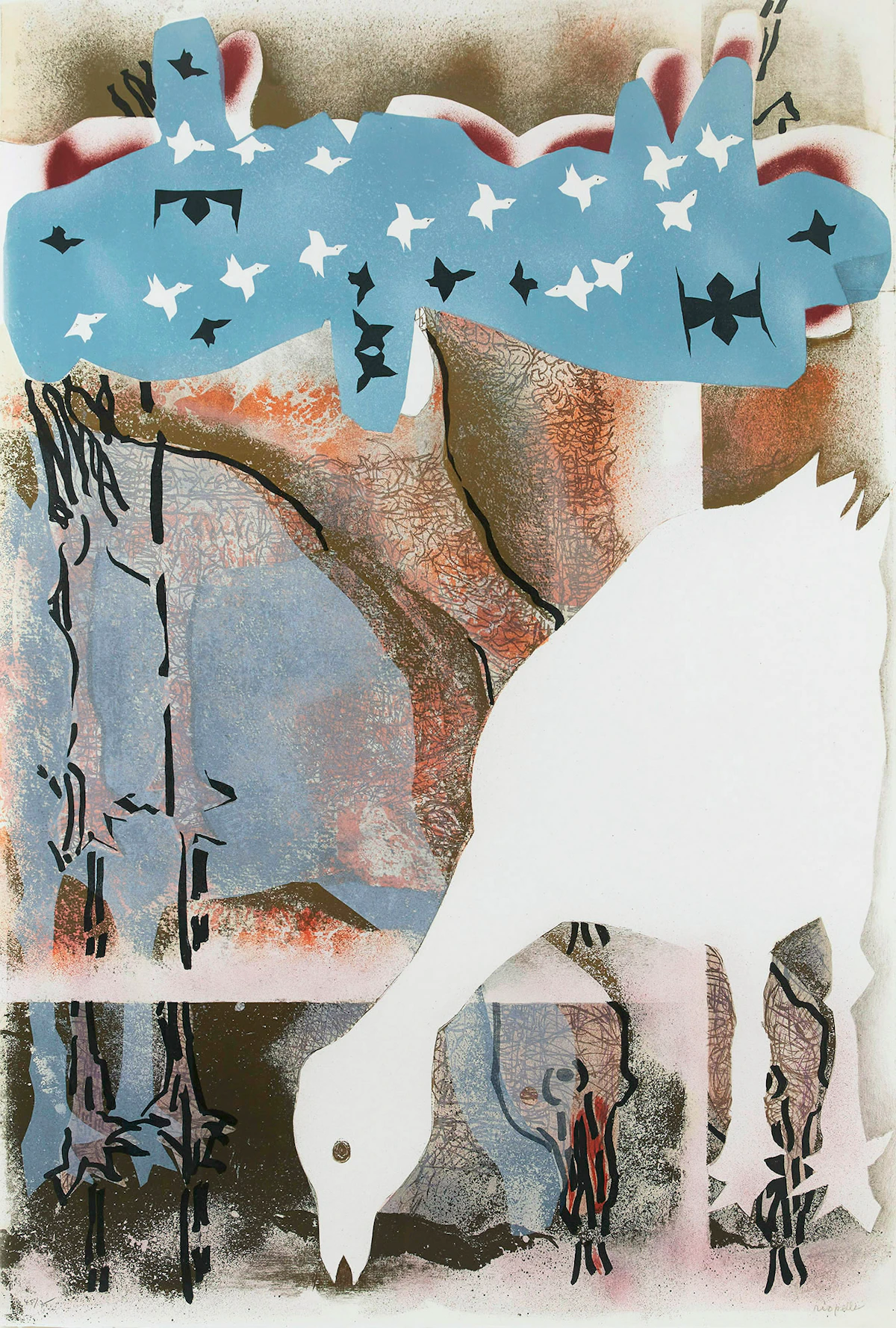 Jean Paul Riopelle, L’Ombrette, colour lithograph, 1984