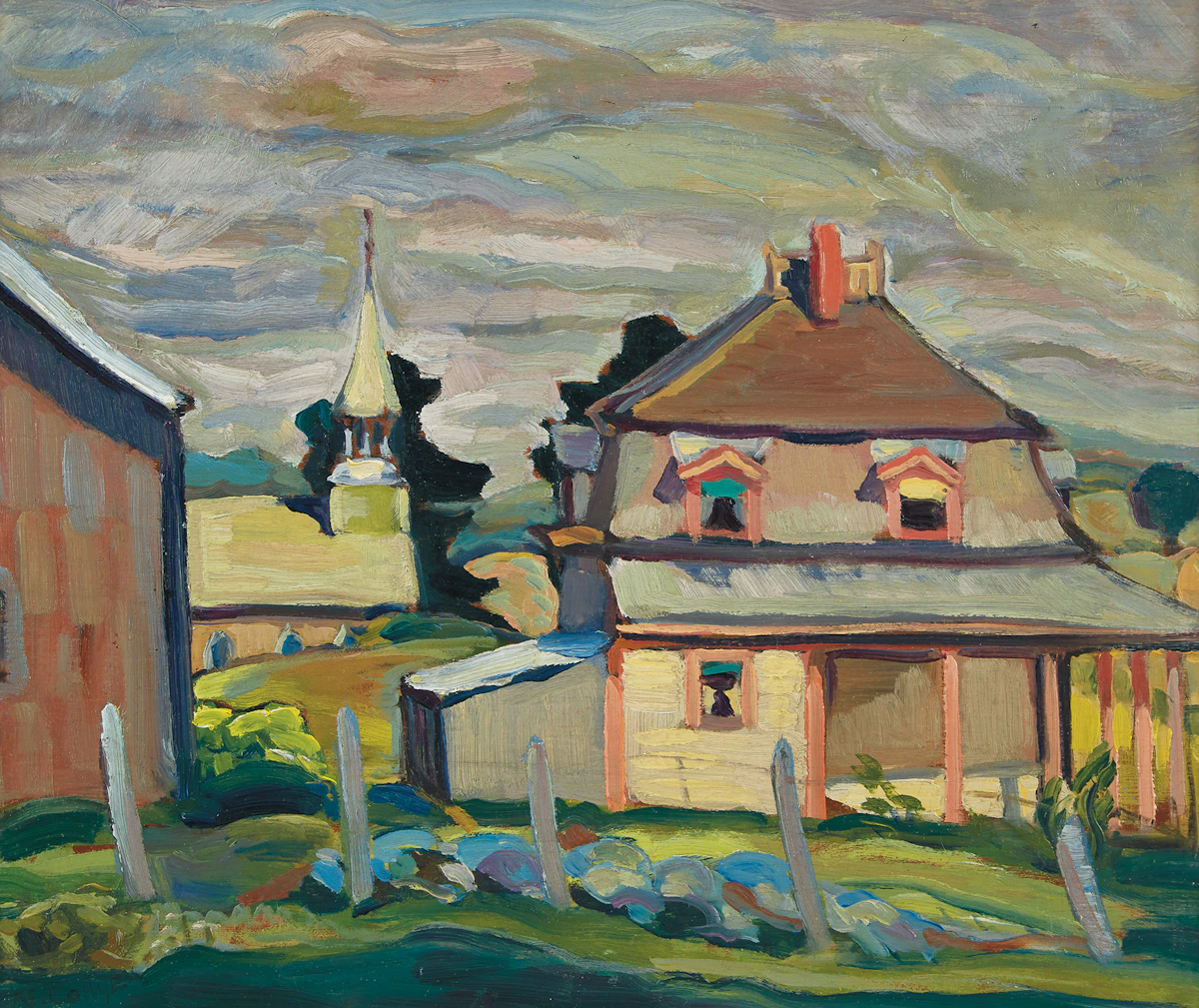 Nora Frances Elisabeth Collyer, Frost Village, Eastern Townships, oil on board