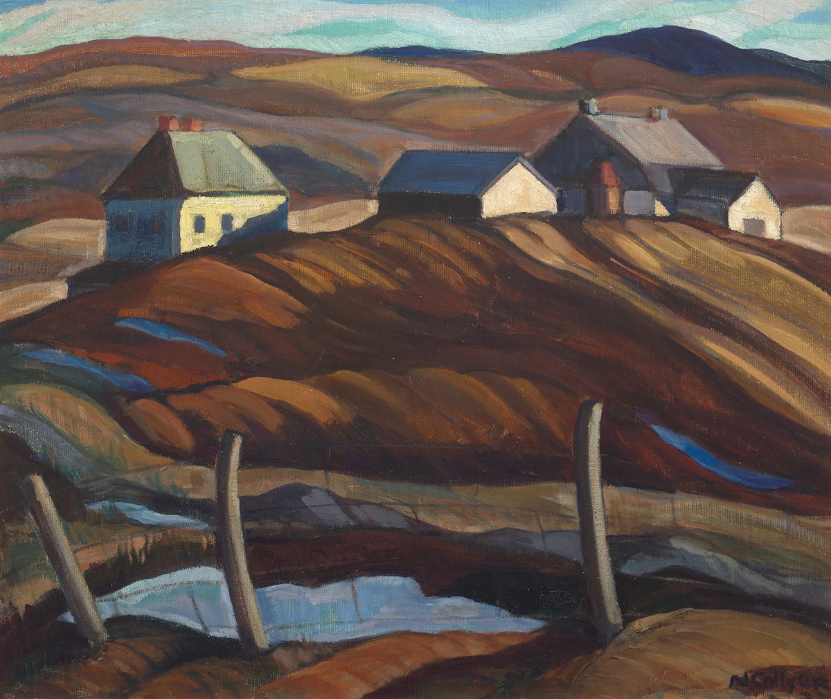 Nora Frances Elisabeth Collyer, Farmstead, Eastern Townships, oil on canvas