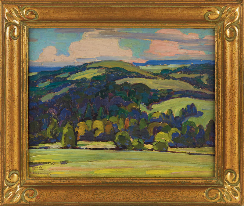 Frederick Nicholas Loveroff, Valley in Summer, oil on board - view 2