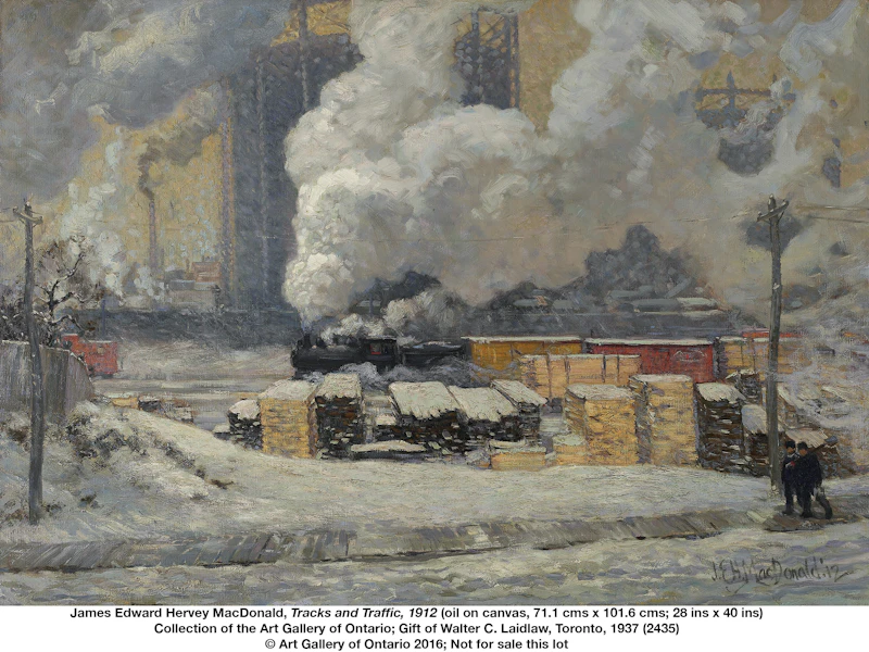 James Edward Hervey MacDonald, Tracks and Traffic, oil on board, 1912 - view 4
