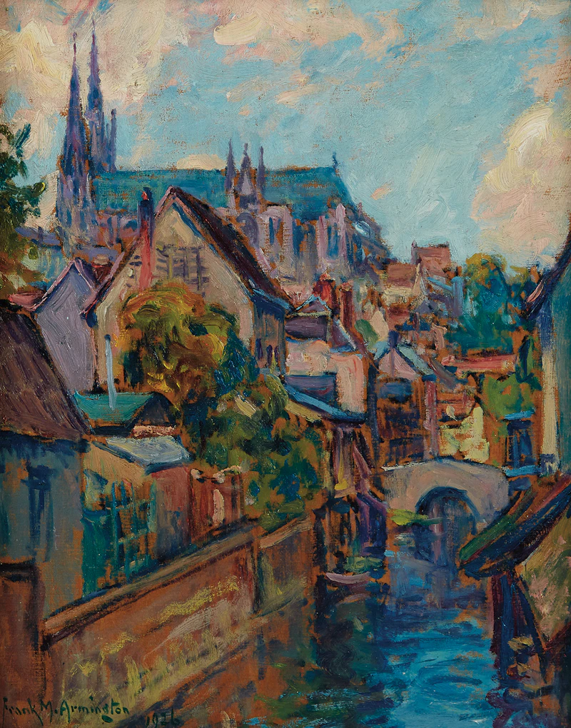 Frank Milton Armington, Vue de Chartres, oil on board, 1926 - view 1