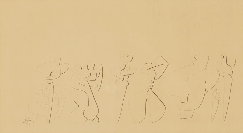 Sorel Etrog, Studies for Sculpture, pencil drawing, 1962 - view 1