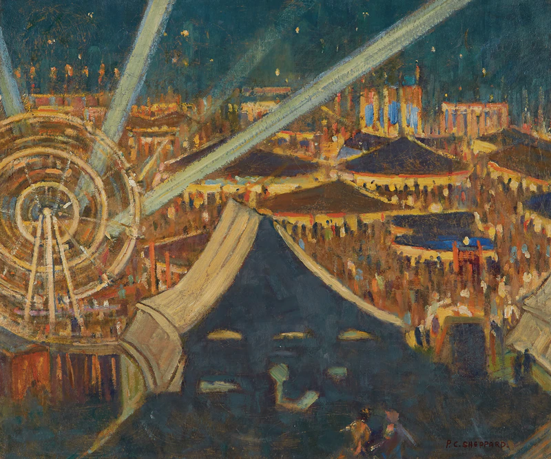 Peter Clapham Sheppard, Fair For Britain (Night Scene, Riverdale Park, Toronto, 1942-43)