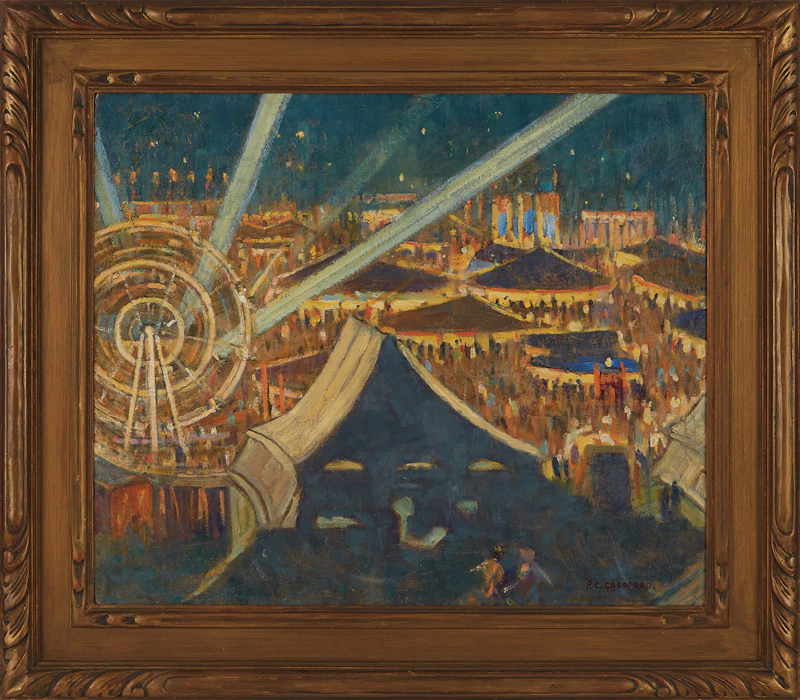 Peter Clapham Sheppard, Fair For Britain (Night Scene, Riverdale Park, Toronto, 1942-43), oil on board, 1942 - view 2