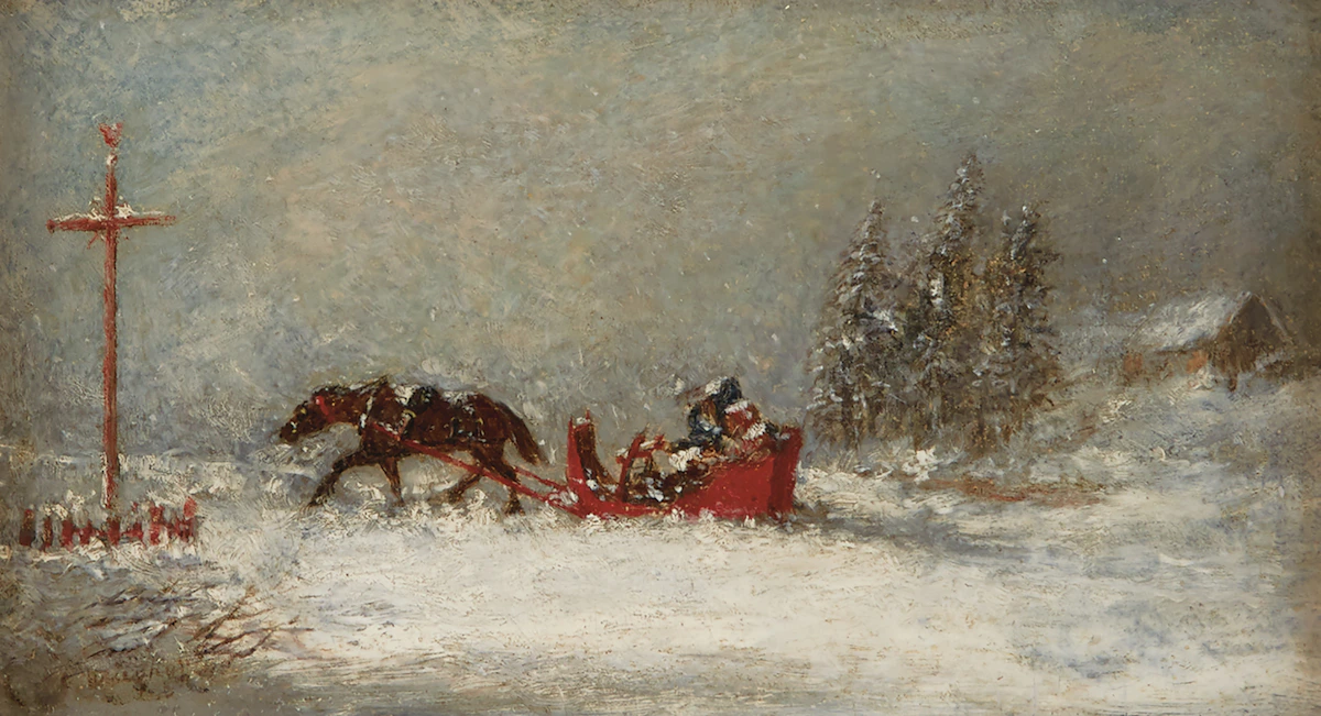 Cornelius Krieghoff, Stormy Weather, oil on board