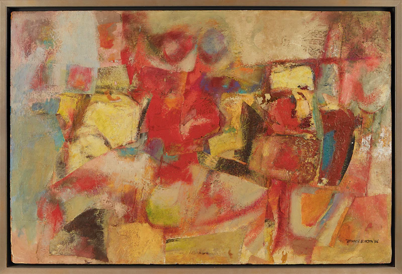 Dennis Eugene Norman Burton, Fluyten, oil and collage on masonite, 1956 - view 2