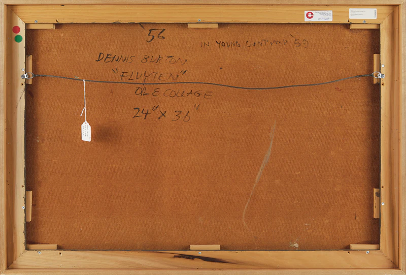 Dennis Eugene Norman Burton, Fluyten, oil and collage on masonite, 1956 - view 3