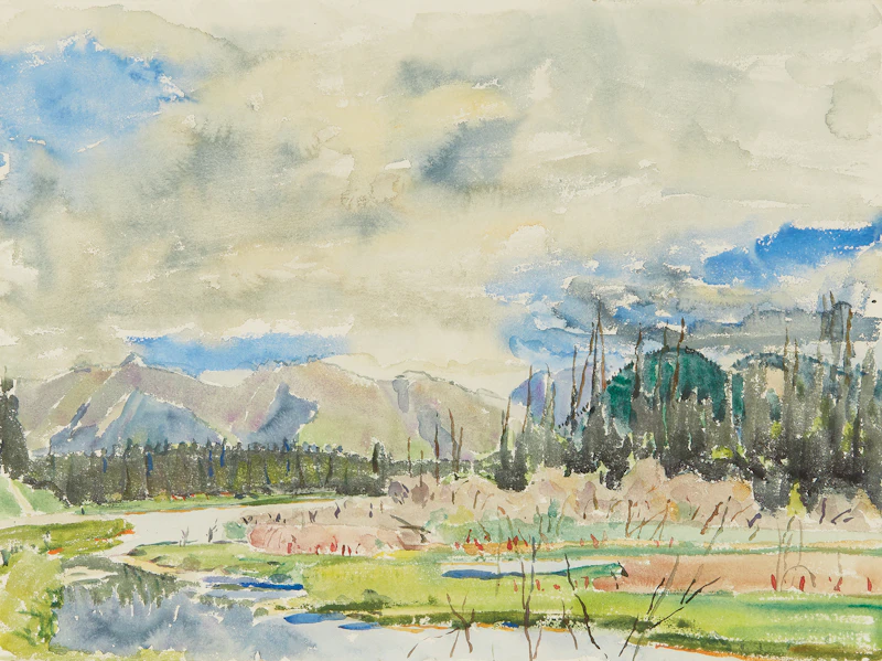 Dorothy Elsie Knowles, The Vermillion Lakes, watercolour - view 1