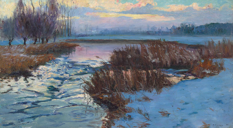 Maurice Galbraith Cullen, Wintery Marshes, Quebec, oil on canvas, 1896 - view 1