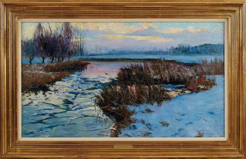 Maurice Galbraith Cullen, Wintery Marshes, Quebec, oil on canvas, 1896 - view 2