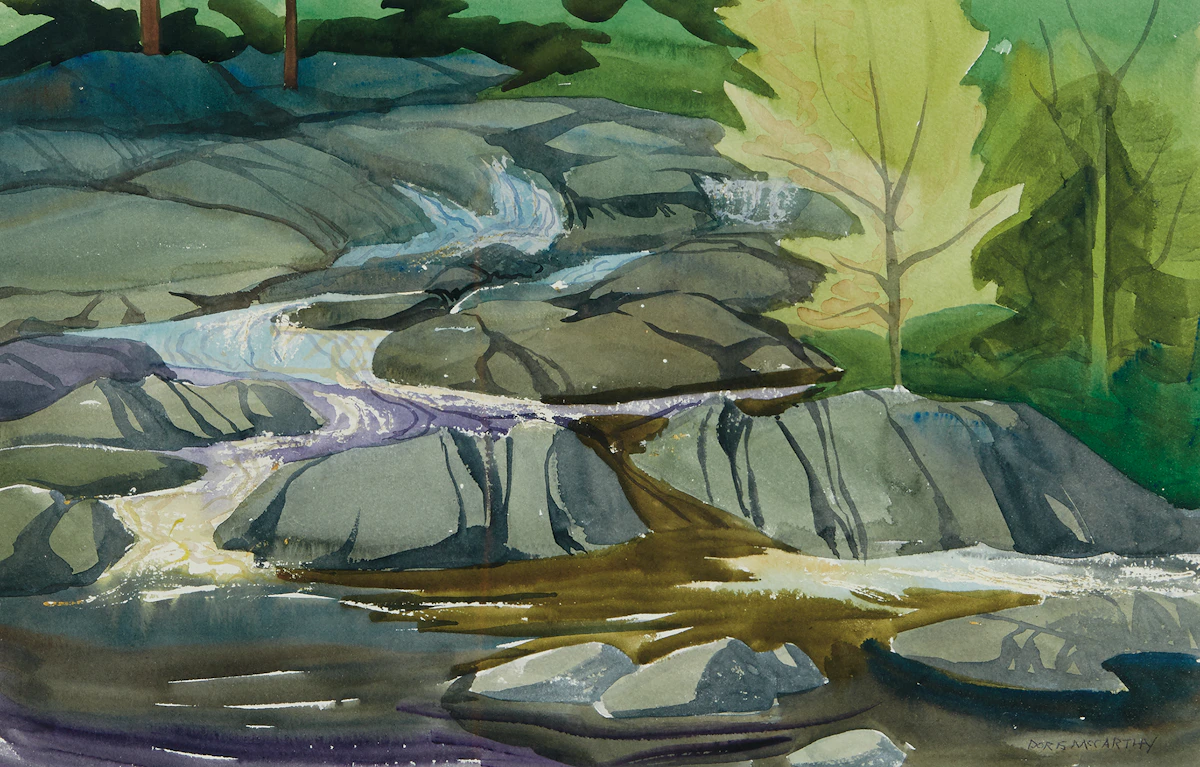 Doris Jean McCarthy, The Rapids on Crowe River, watercolour, 2000
