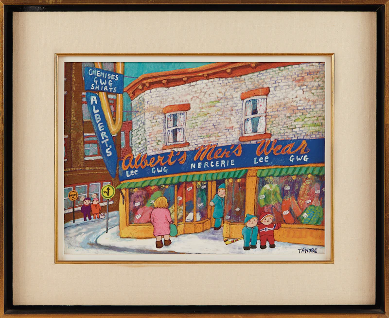 Miyuki Tanobe, Coin de rue, Mont Royal & De la Roche, Mtl, oil on board, 1977 - view 2