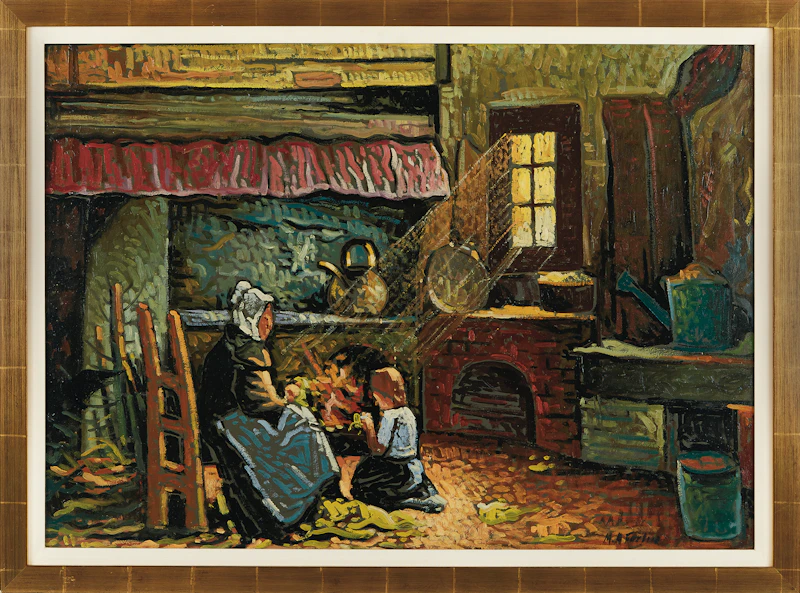 Marc-Aurèle Fortin, Intérieur, oil on board, 1939 - view 2