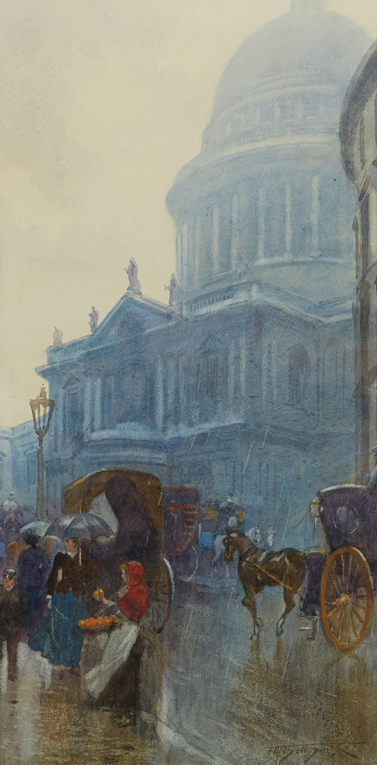 Frederic Marlett Bell-Smith, St. Paul’s, A Rainy Day in London (The Orange Seller), watercolour