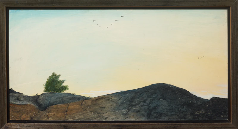 William Kurelek, Geese Flying South, Coniston, Ontario, mixed media on board, 1966 - view 2