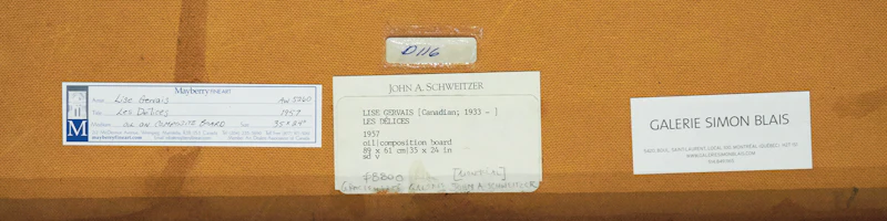 Lise Gervais, Les délices, oil on board, 1957 - view 3