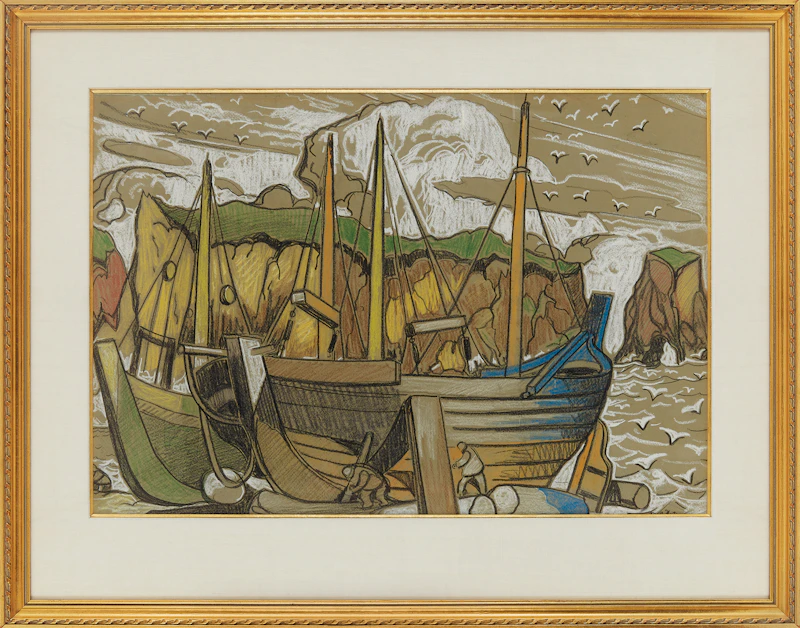 Marc-Aurèle Fortin, Études Barques, Gaspésie, pastel - view 2