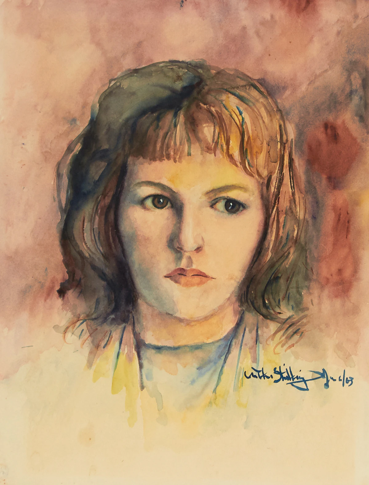 Arthur Shilling, Portrait of a Girl, watercolour, 1963