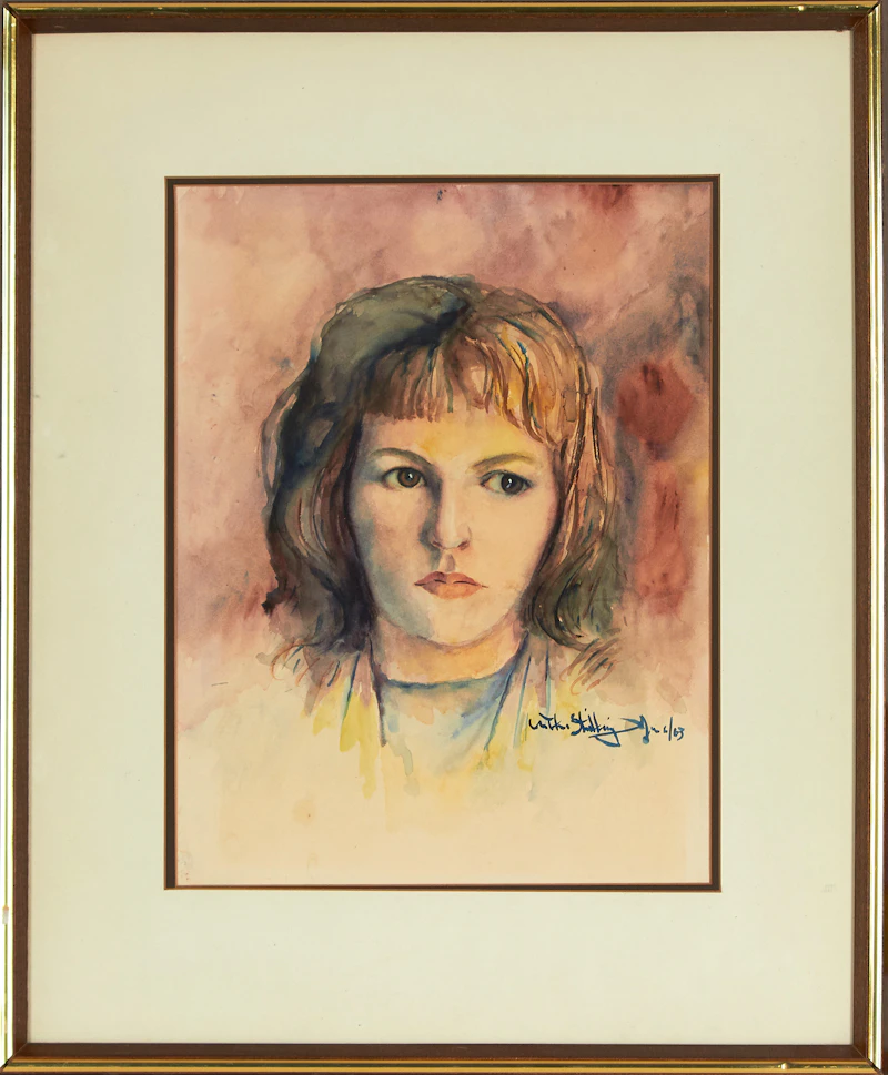 Arthur Shilling, Portrait of a Girl, watercolour, 1963 - view 2