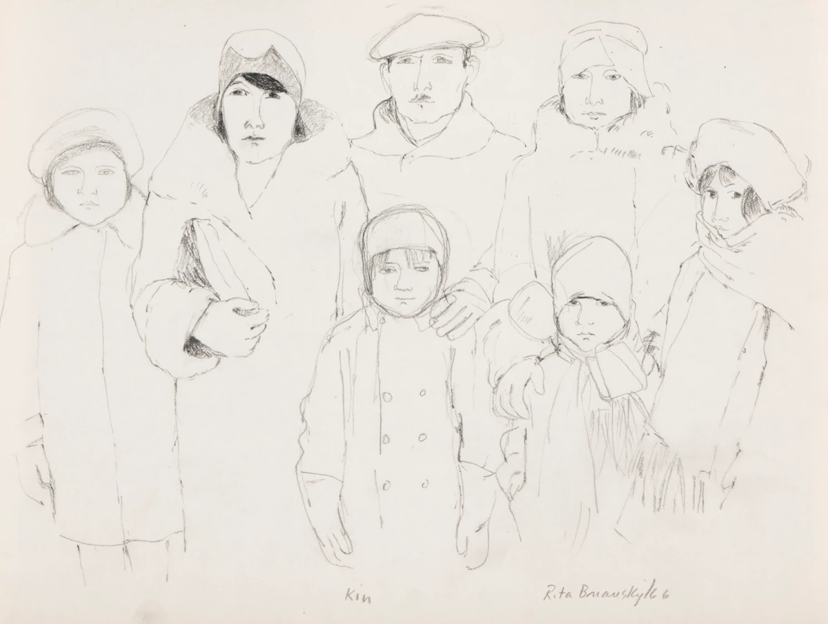 Rita Briansky, Ukrainian Costume; Nude Study; Kin, assorted media on paper (3)