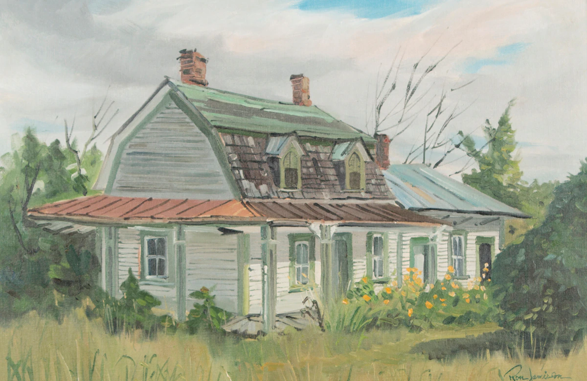 Ron Jamieson, Old House, Riverfield, Quebec, oil on canvas board