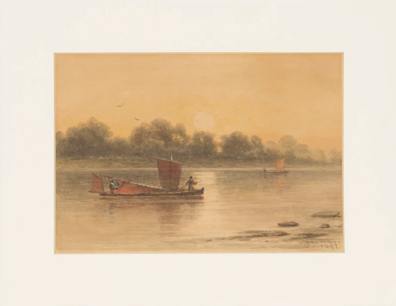 Frederick Arthur Verner, Sailboats on the River, watercolour on paper, 1897 - view 2