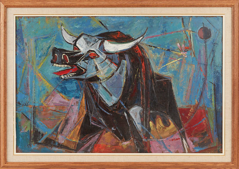 Alexander Samuel Millar, Abstract Bull; Lachesis , pair of oils on board - view 2