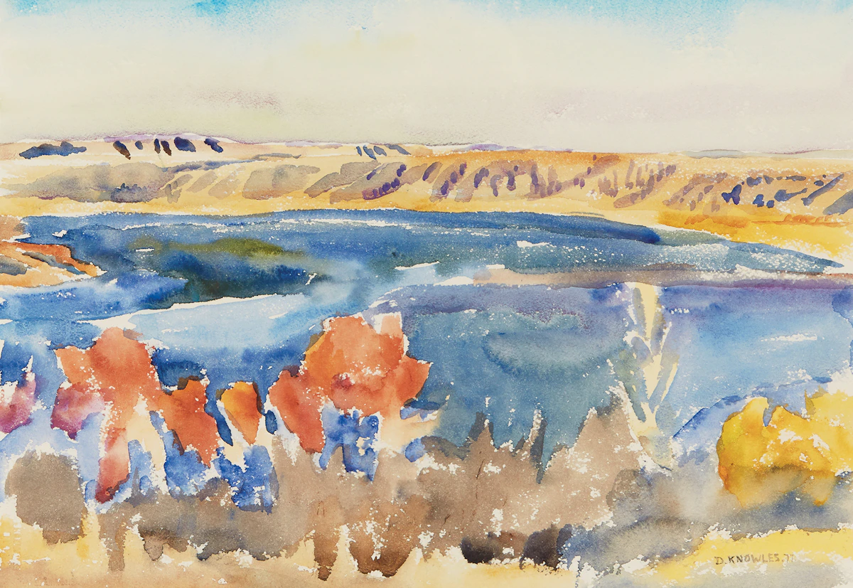 Dorothy Elsie Knowles, Blue River, watercolour, 1977