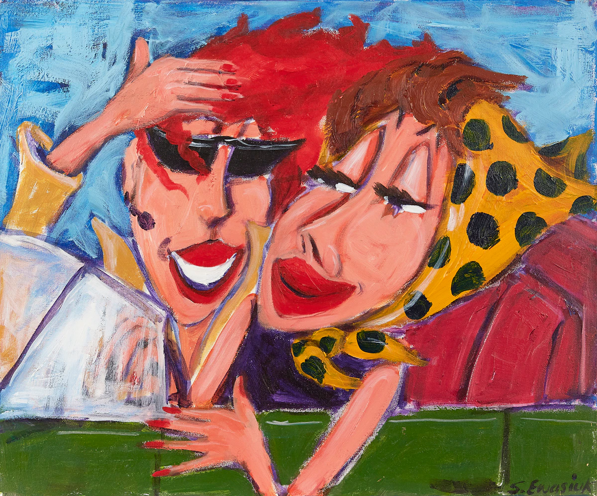Sandee Ewasiuk, Two Women Driving, acrylic on canvas