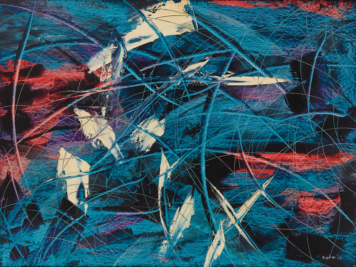 Guy Michon, Attraction parallèle, oil on board, 1963