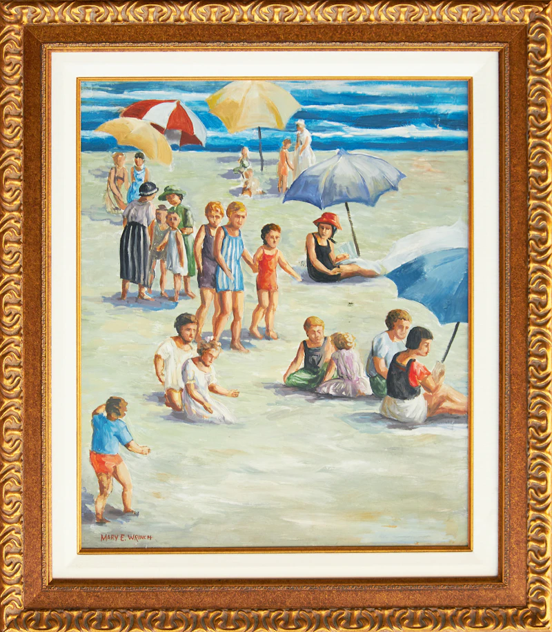 Mary Evelyn Wrinch, Beach Scene with Children, oil on board - view 2