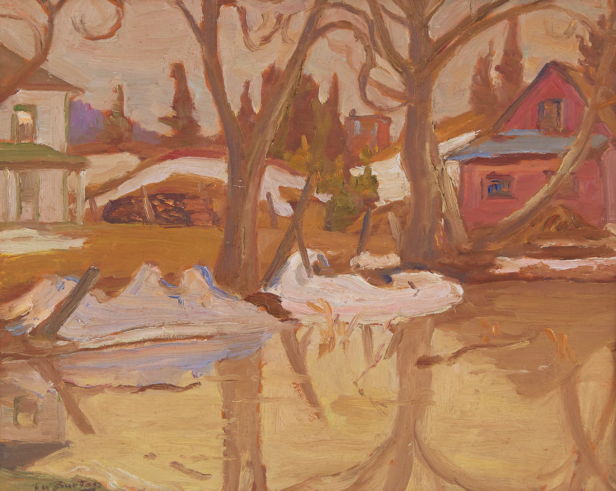 Ralph Wallace Burton, Spring Pond, Poltimore, Que., oil on board, 1963