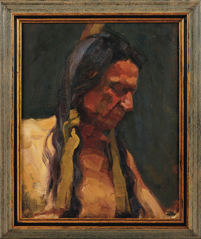 Arthur Shilling, Native Figure, oil on canvas (unstretched) - view 2