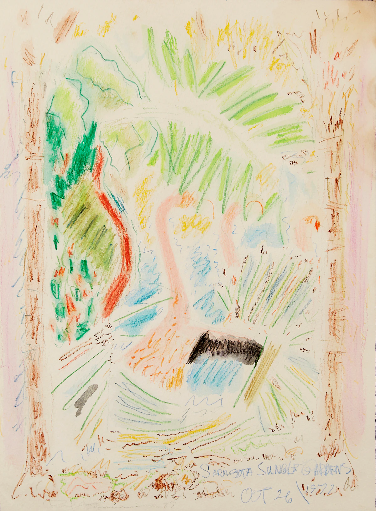 Paul Fournier, Sarasota Sunset Gardens, pastel, 1977
