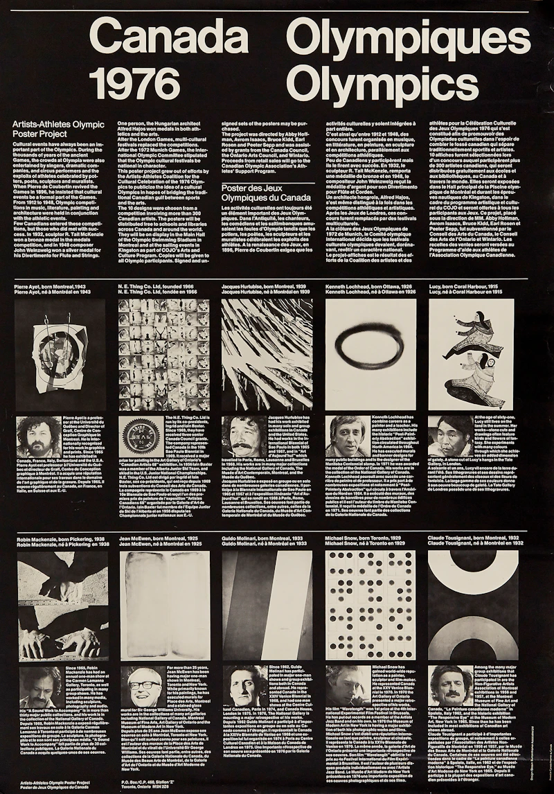 Pierre Ayot; Lucy; Michael Snow; Ken Lochhead; Jacques Hurtubise; Jean McEwen; Claude Tousignant, 1976 Canadian Olympic Posters, eight posters, 1976 - view 8
