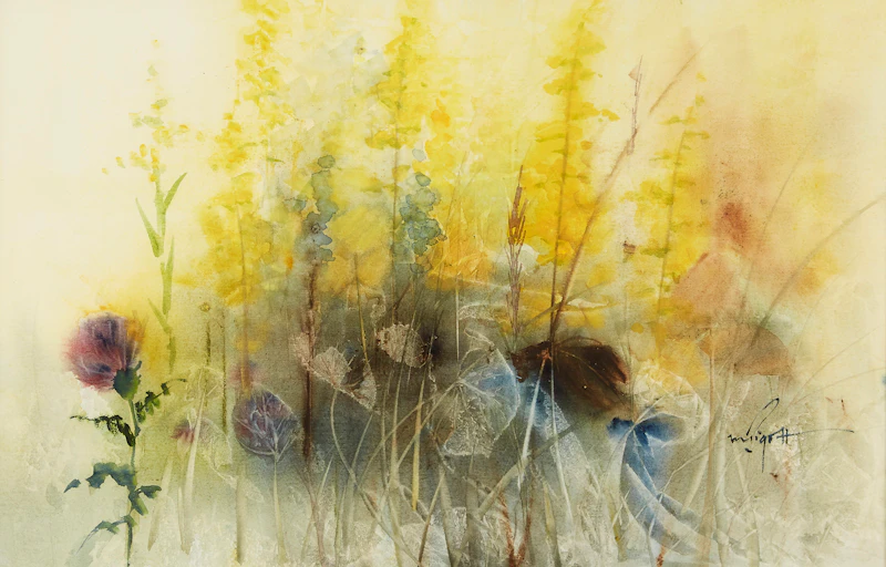 Marjorie Pigott, Golden Meadow, watercolour, 1975 - view 1