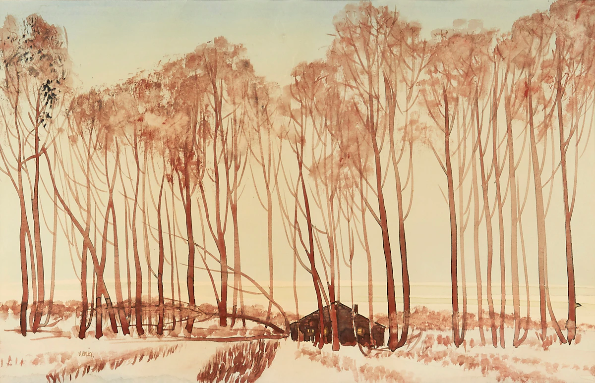 Robert N. Hurley, Autumn Landscape, watercolour